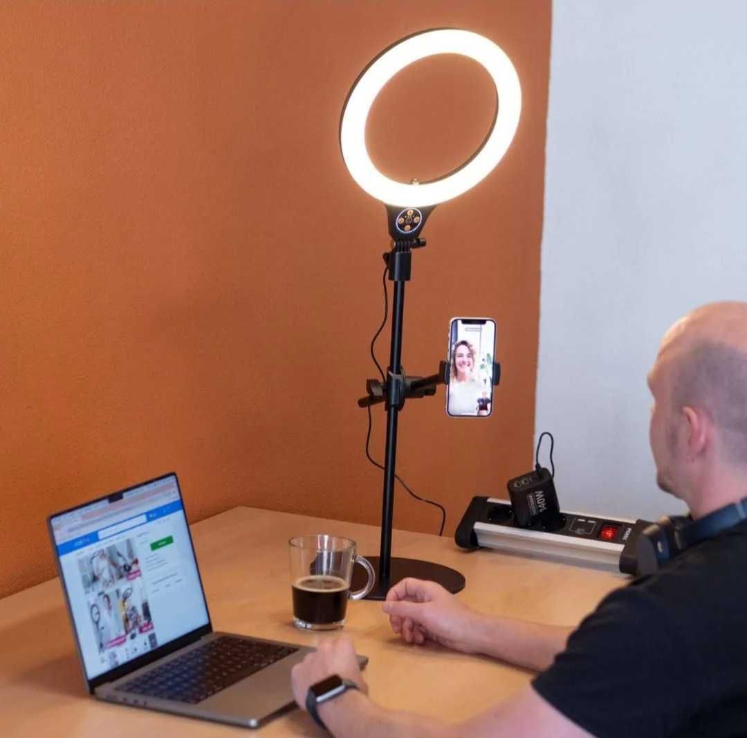 Lampa ring pierścieniowa 10" statyw uchwyt na telefon vlogowanie live