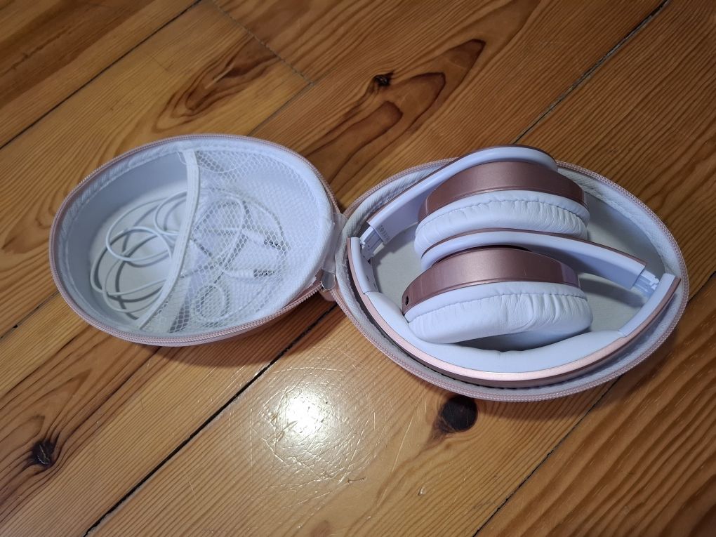 Auscultadores Bluetooth Rosa e branco