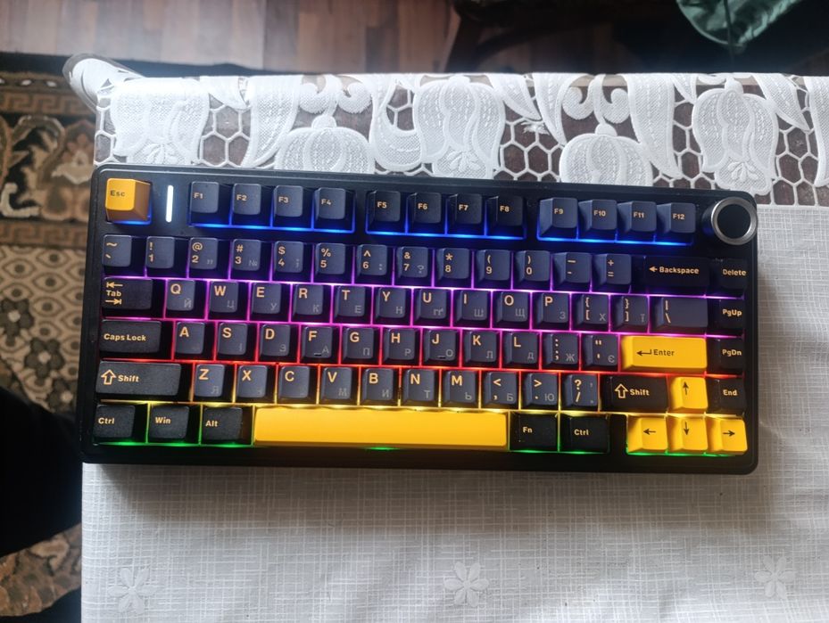 AULA F75 на сірих свічах Gray wood switch V3 механічна клавіатура