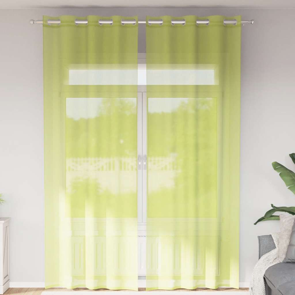 Vidaxl Zasłony Woalowe Z Przelotkami 2 Szt. Jabłko Zielone 140X260 Cm