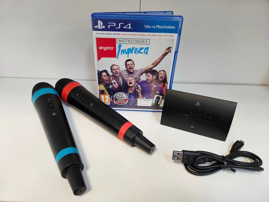Dwa Mikrofony Singstar + Odbiornik + Gra Mistrzowska Impreza