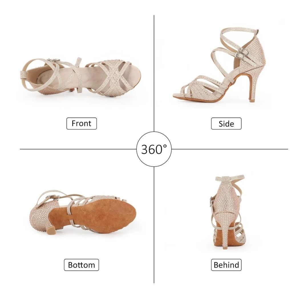 39 rozm. Obcas 9 cm. Damskie buty do tańca towarzyskiego Jywmsc Brokat