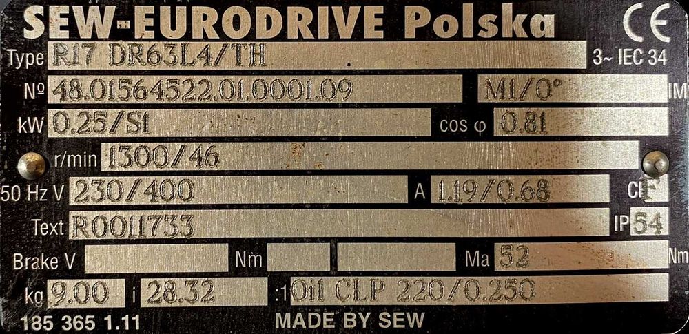 motoreduktor / przekładnia 0,25kW 46obr. 3fazowy SEW