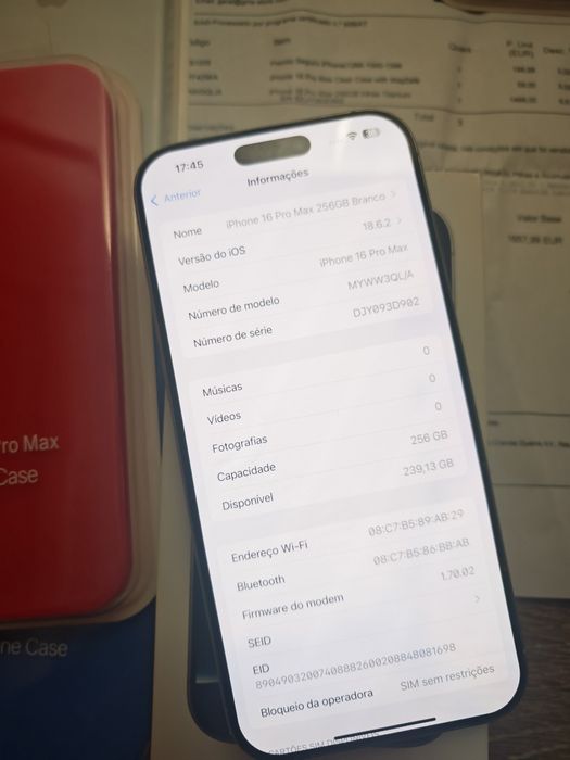 iPhone 16 Pro Max  6.9" 256GB Branco Titanium Seminovo C/Garantia