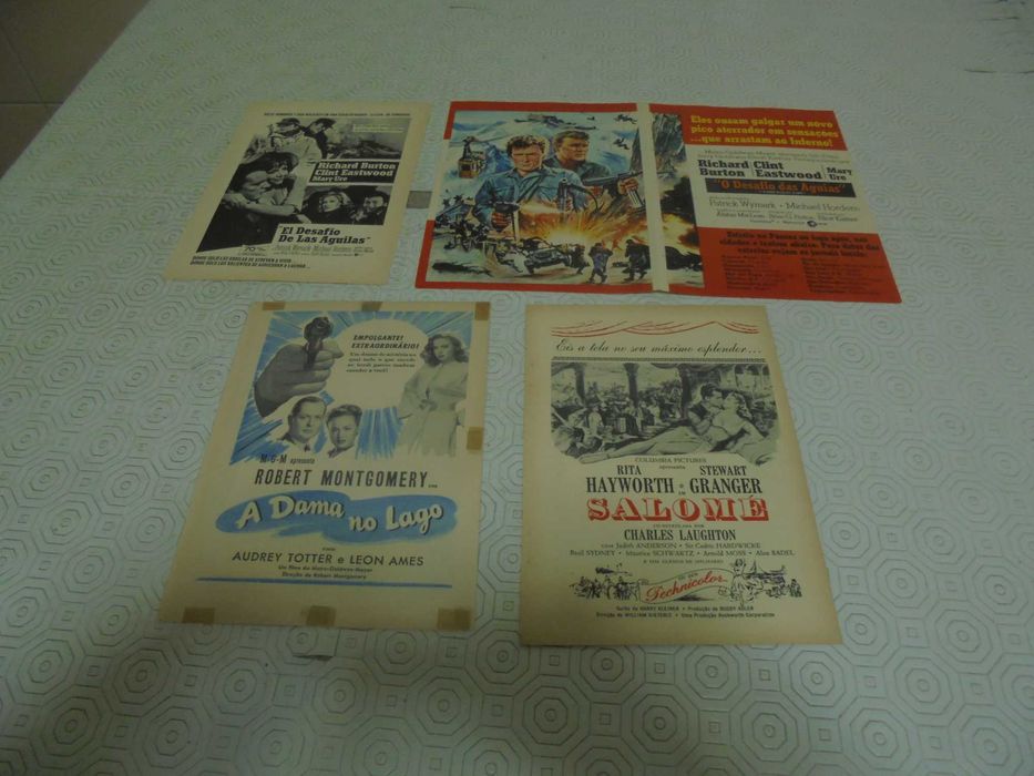 Panfletos de cinema todos diferentes da década de 40 até anos 60