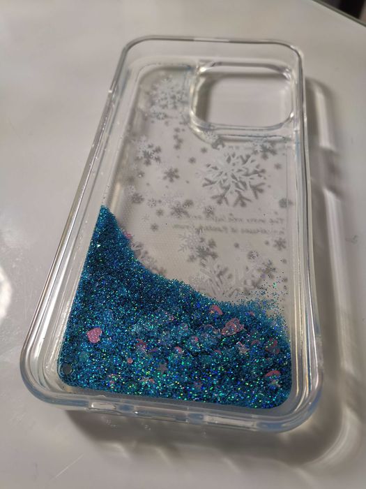 Etui IPhone 13 Pro Nowe motyw śniegu z płynnym brokatem