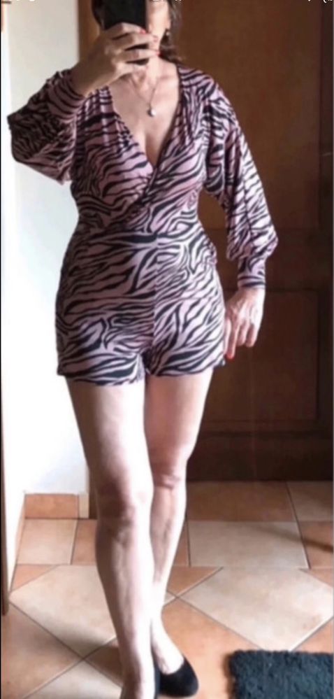 Kombinezon krotki Boohoo w print zebry