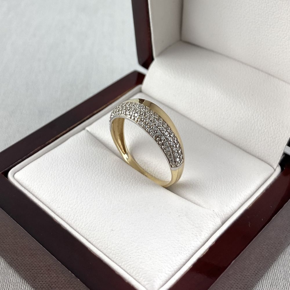 Lśniący ZŁOTY pierścionek z cyrkoniami PR. 585 (14K) rozmiar 18