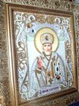 Икона Николай Чудотворец вышитая чешским бисером