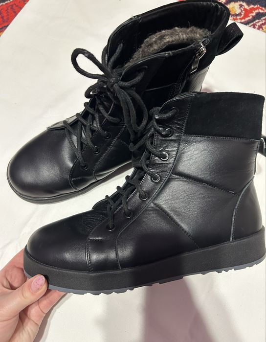 Зимові шкіряні черевики на цегейці, р.39