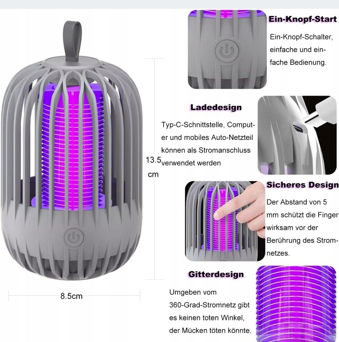 Lampa owadobójcza na USB elektryczna na komary owady insekty 1400V SZA