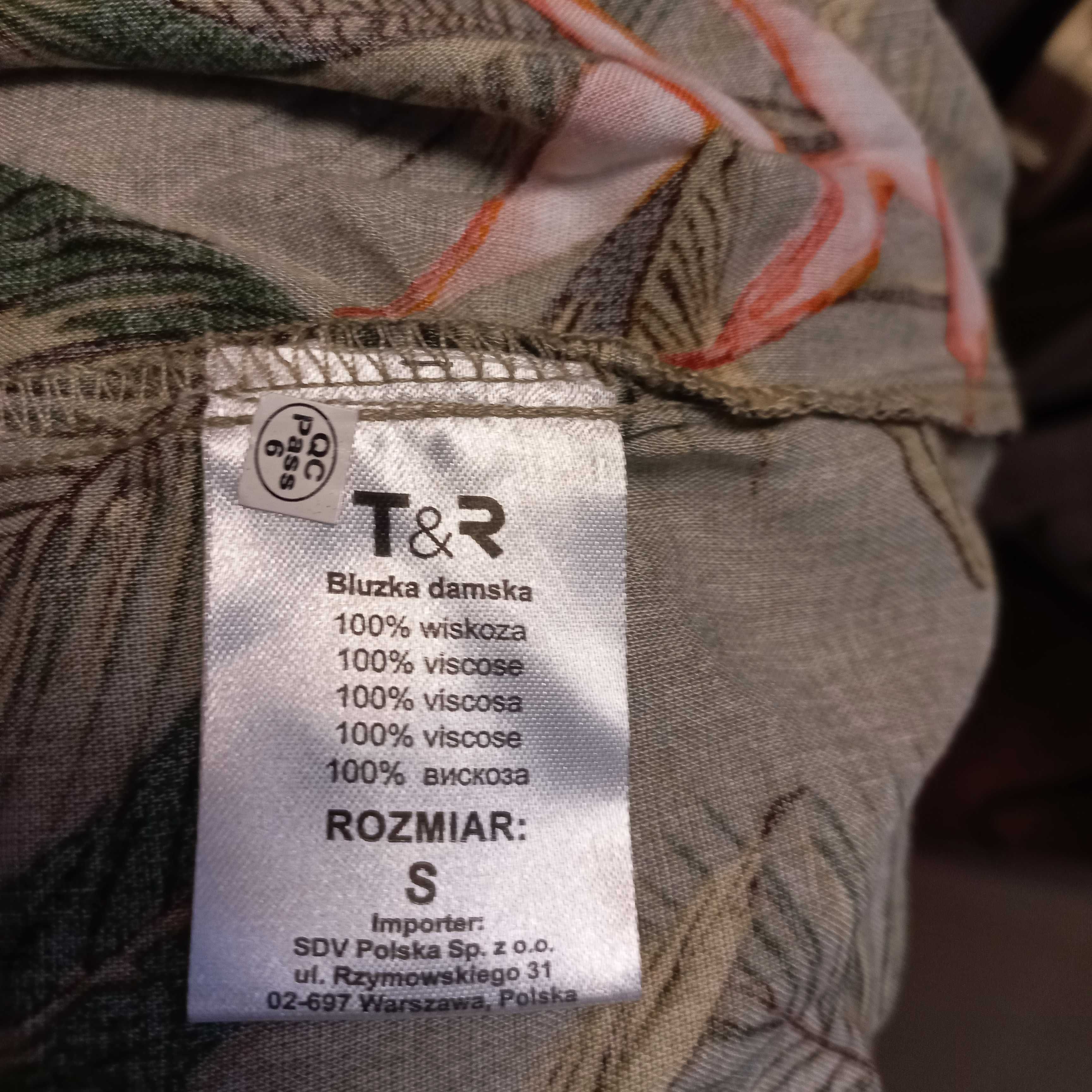 NOWA Bluzka koszula damska ZIELONA LIŚCIE Tom&Rose. Roz.S/M