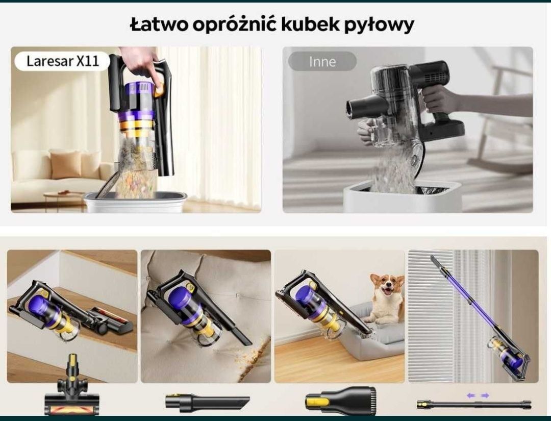 Odkurzacz pionowy Laresar x11- Jak dyson. Nowość!