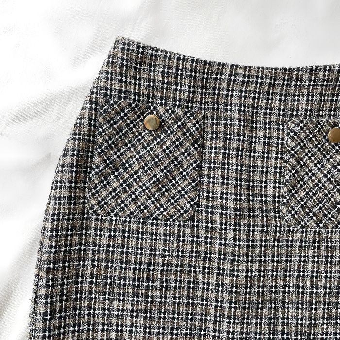 Спідниця твідова S-M сіра в клітинку твід гусяча лапка тепла осіння