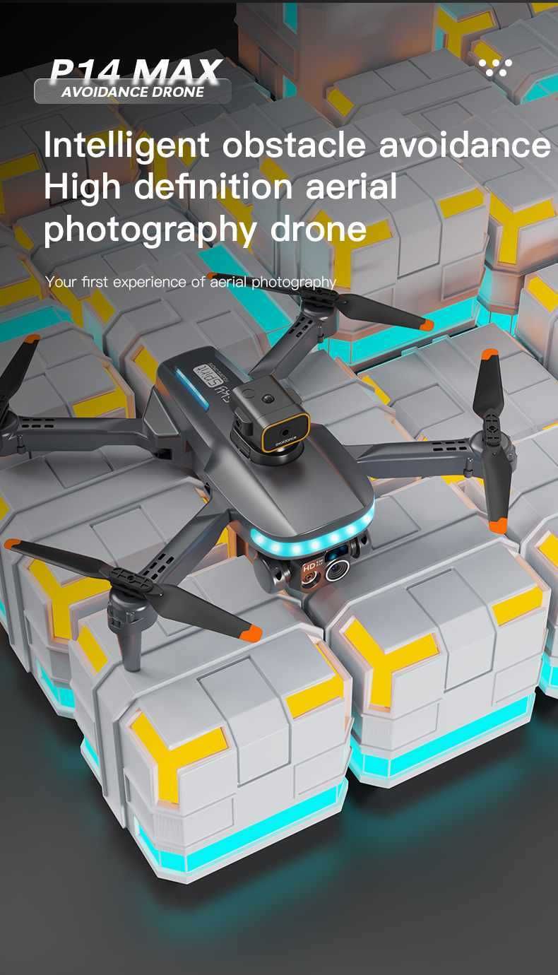 Dron P14 2x kamera HD + 3x baterie 2000 mAh, unikanie przeszkód.