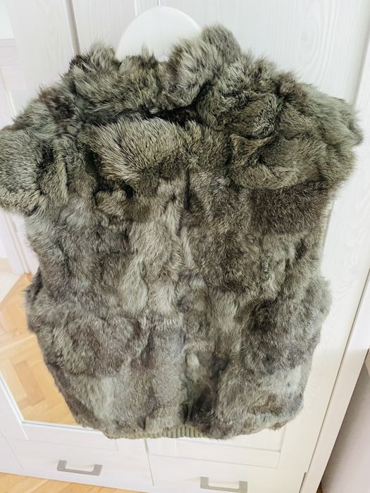 Futrzana kamizelka khaki M futro naturalne