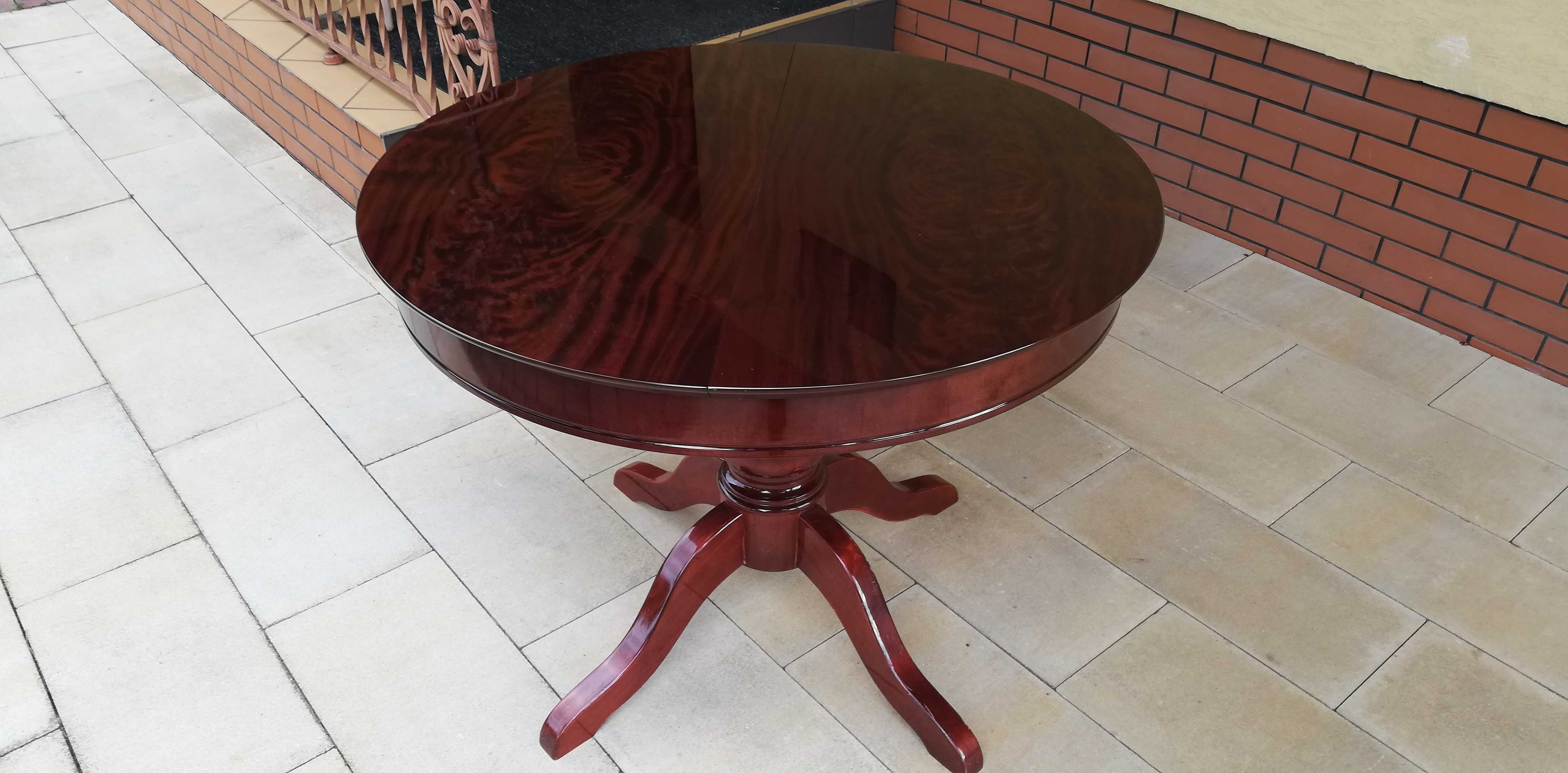 stół okrągły drewniany ciemny stylowy rozkładany 100