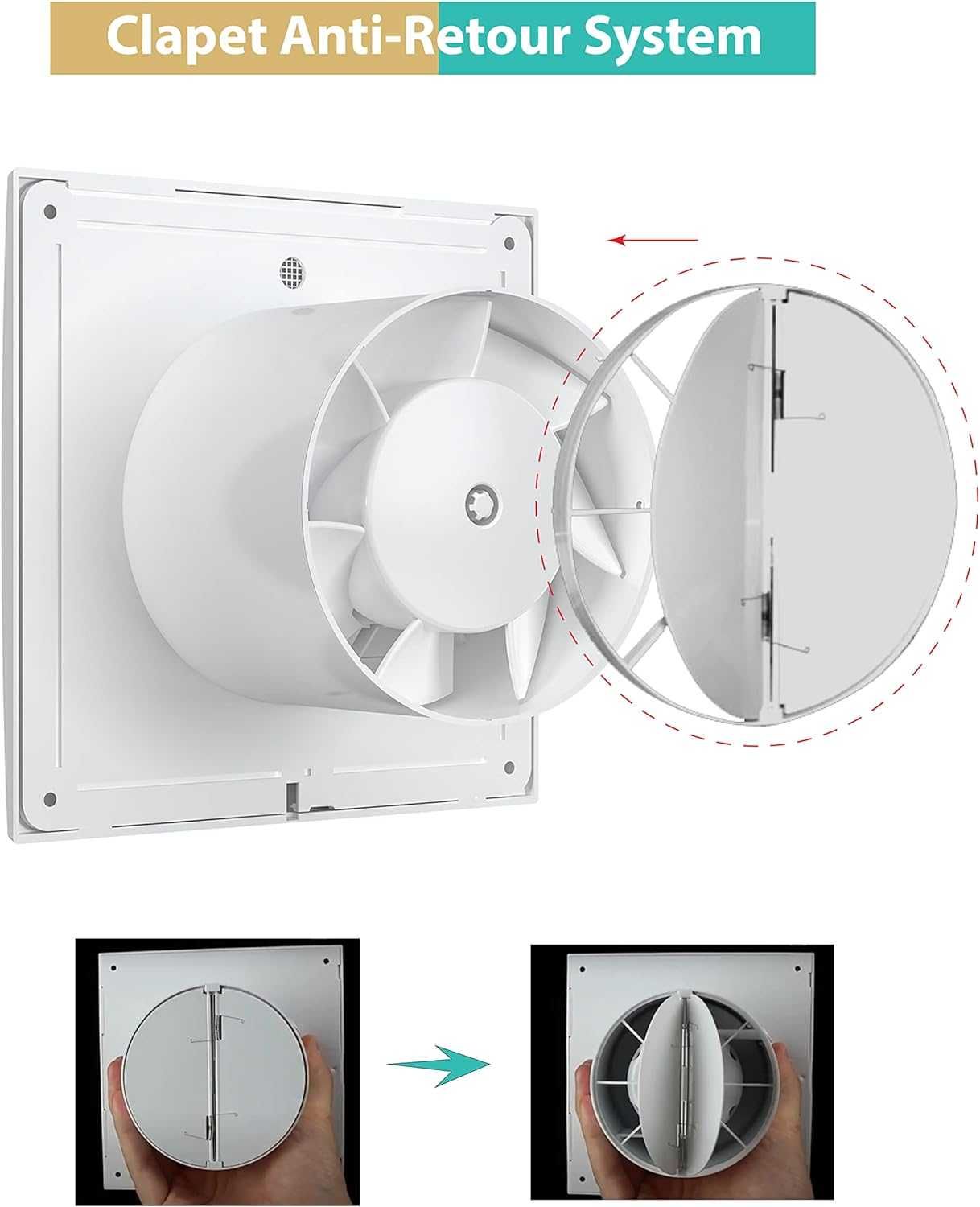 Airope -AC- 100 mm Wentylator, wyciąg powietrza z zaworem zwrotnym