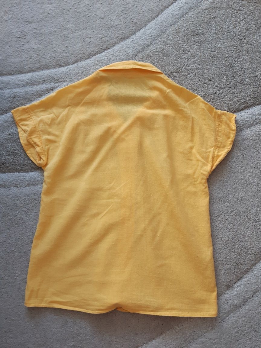 XS/34 damska koszula żółta krótki rękaw retro vintage