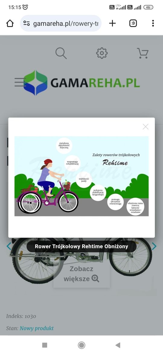 Rower rehabilitacyjny trójkołowy