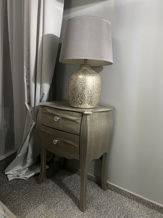 Stolik nocny szafka komoda srebrna