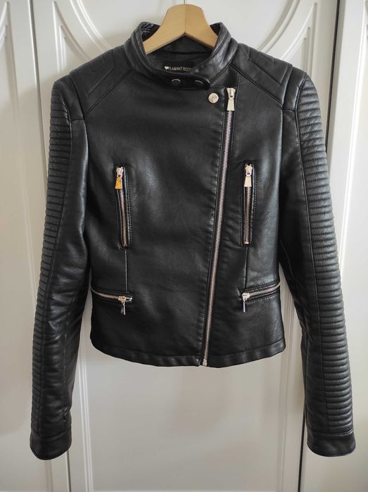 Ramoneska kurtka skóra Eco asymetryczna M