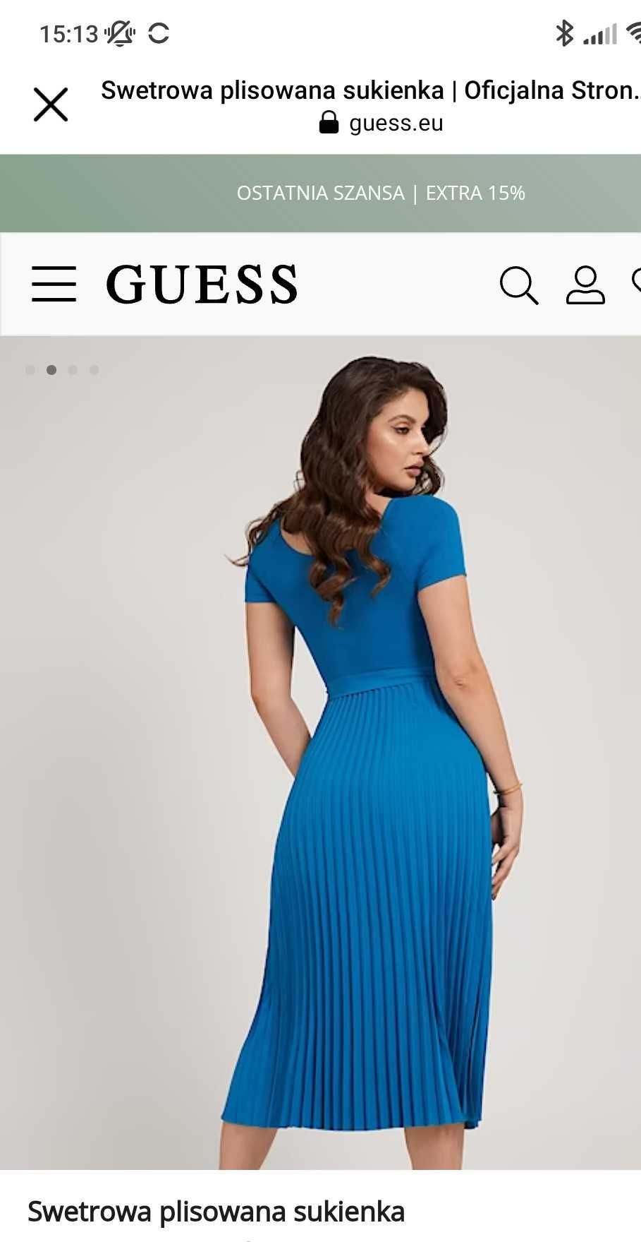 Niebieska kobaltowa sukienka Guess XS plisowana