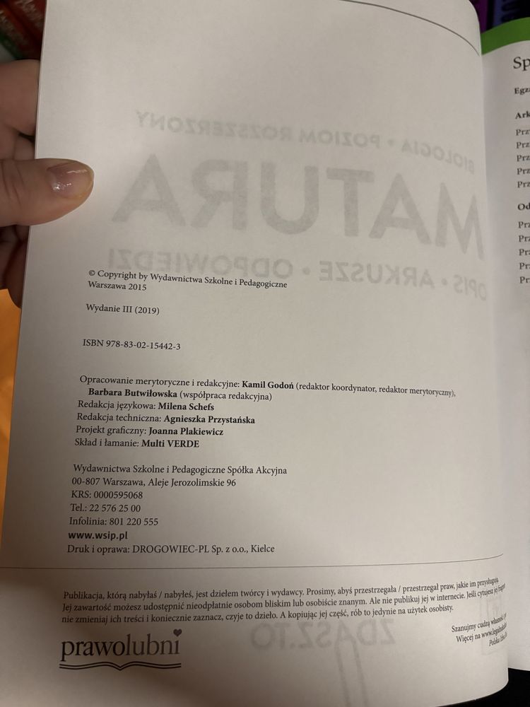 Matura biologia opis arkusze odpowiedzi