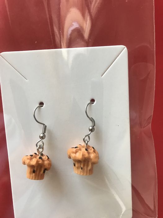 Oryginalne kolczyki, babeczki, mufinki z czekoladą, hand made, nowe