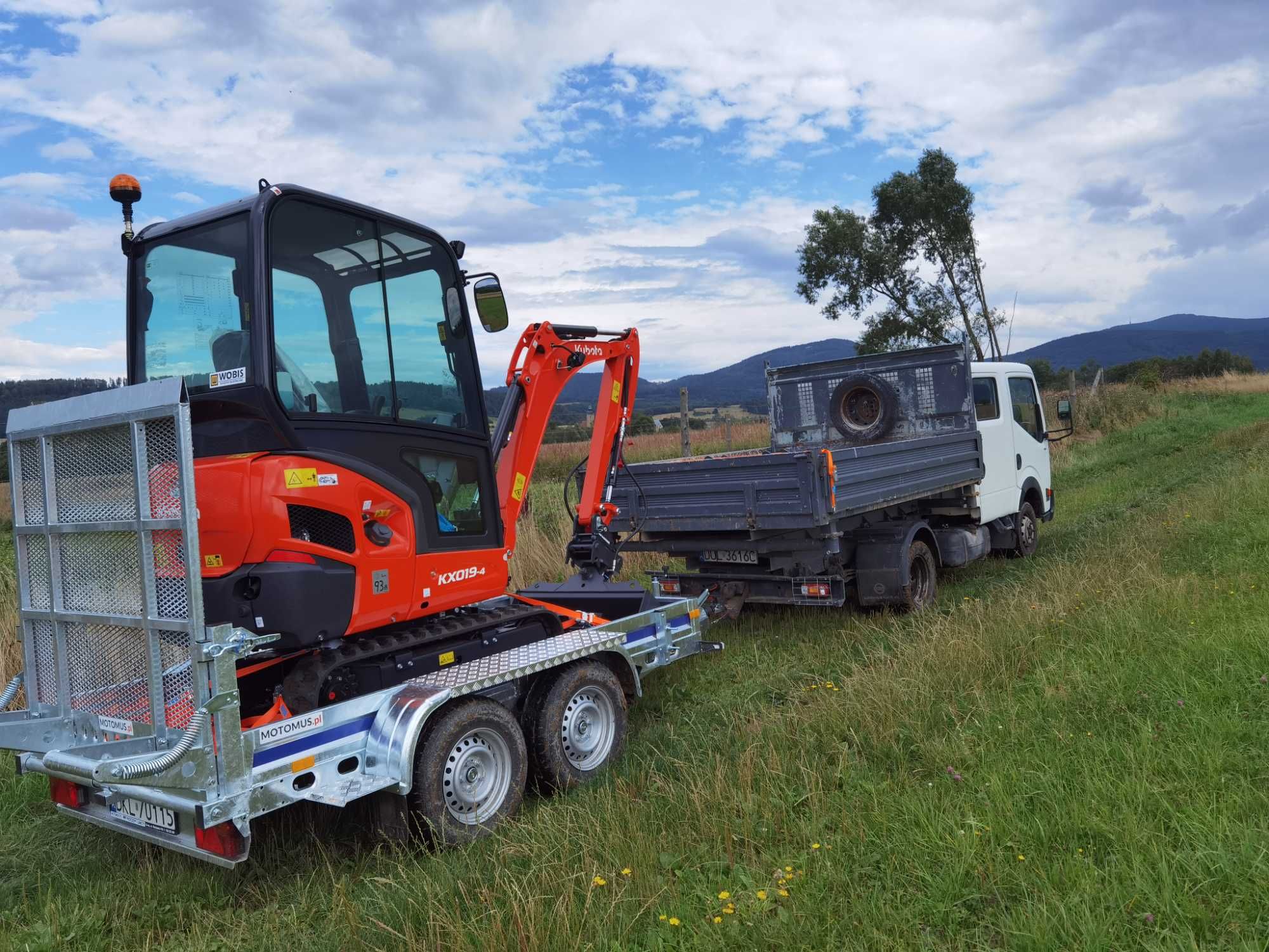 Usługi minikoparką, wozidło 700kg i transport wywrotką do 3.5t