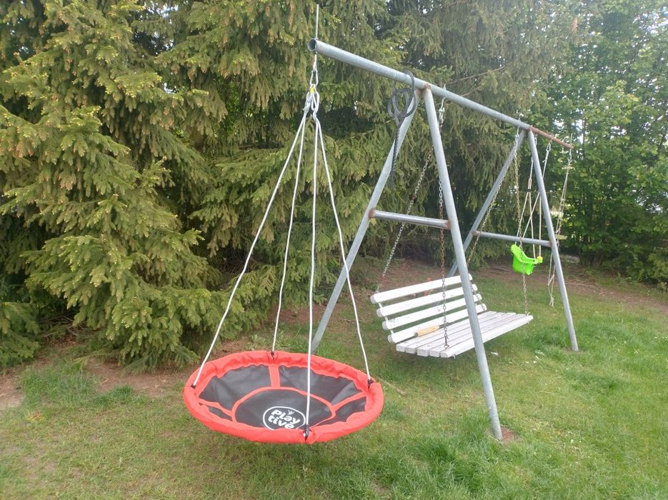 Dla rodziny i dla dzieci huśtawka bocianie gniazdo ocynk gruba rura