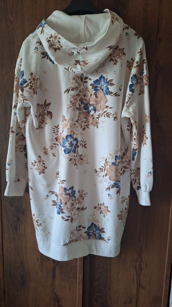 Bluza,tunika kremowa,kwiatowy wzór