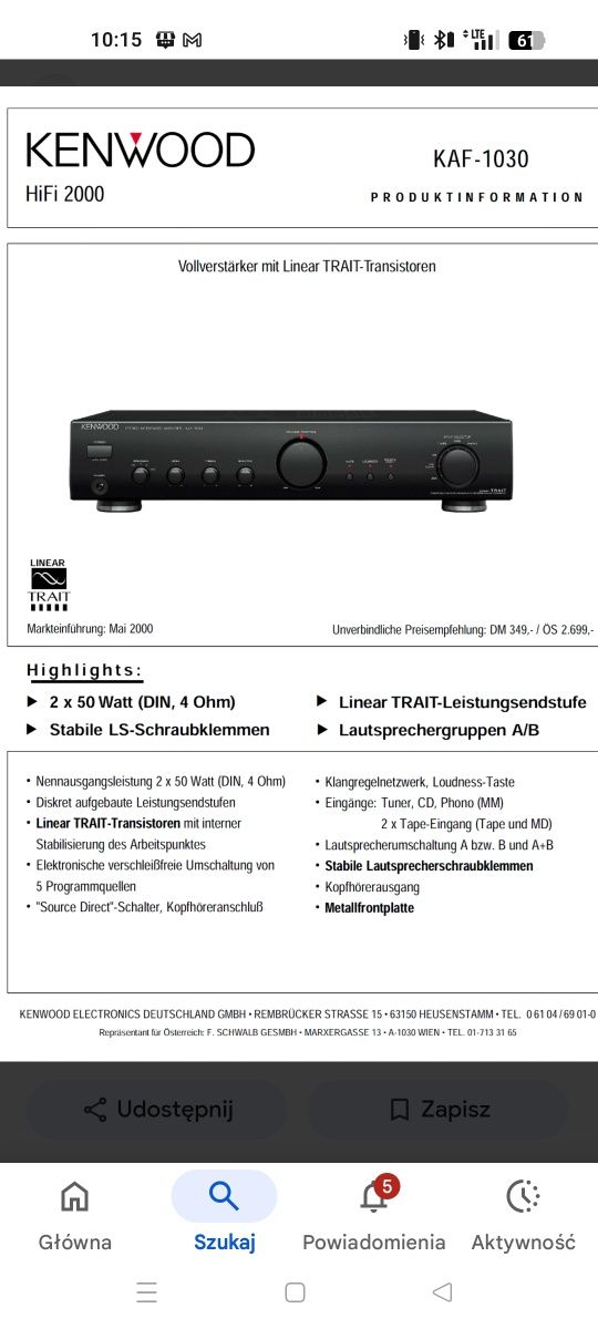 Super wzmacniacz stereo quadro Kenwood kaf 1030