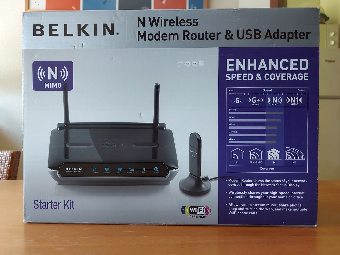 Modem Router Belkin N wireless + adaptador usb