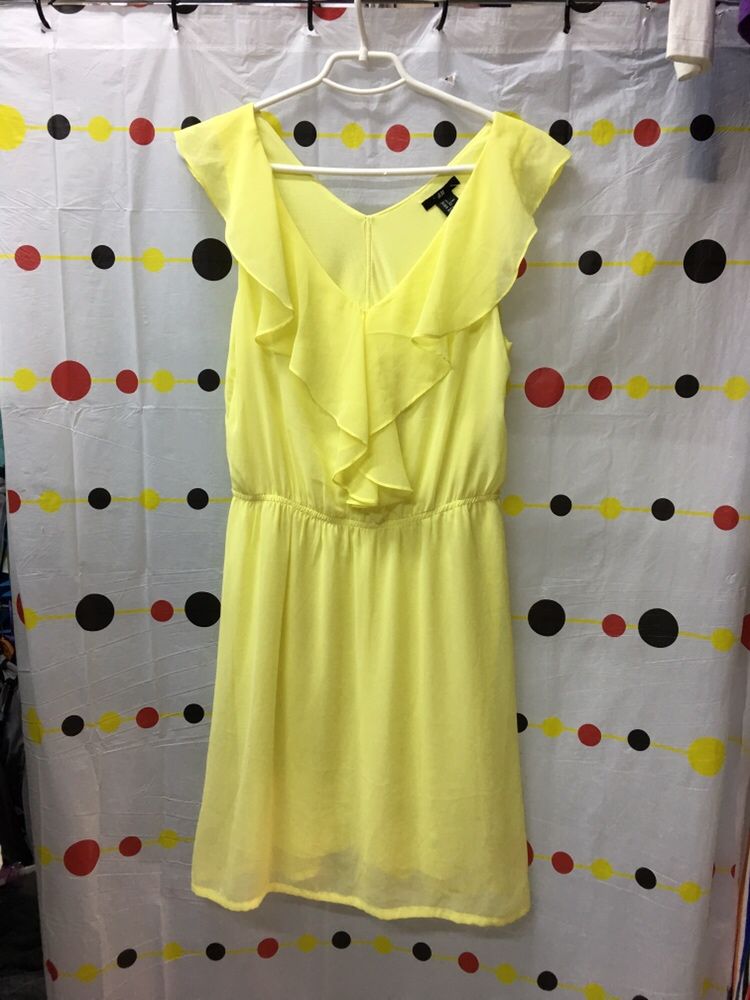Платье  сарафан H&M, шифоновое, лимонное . S -M