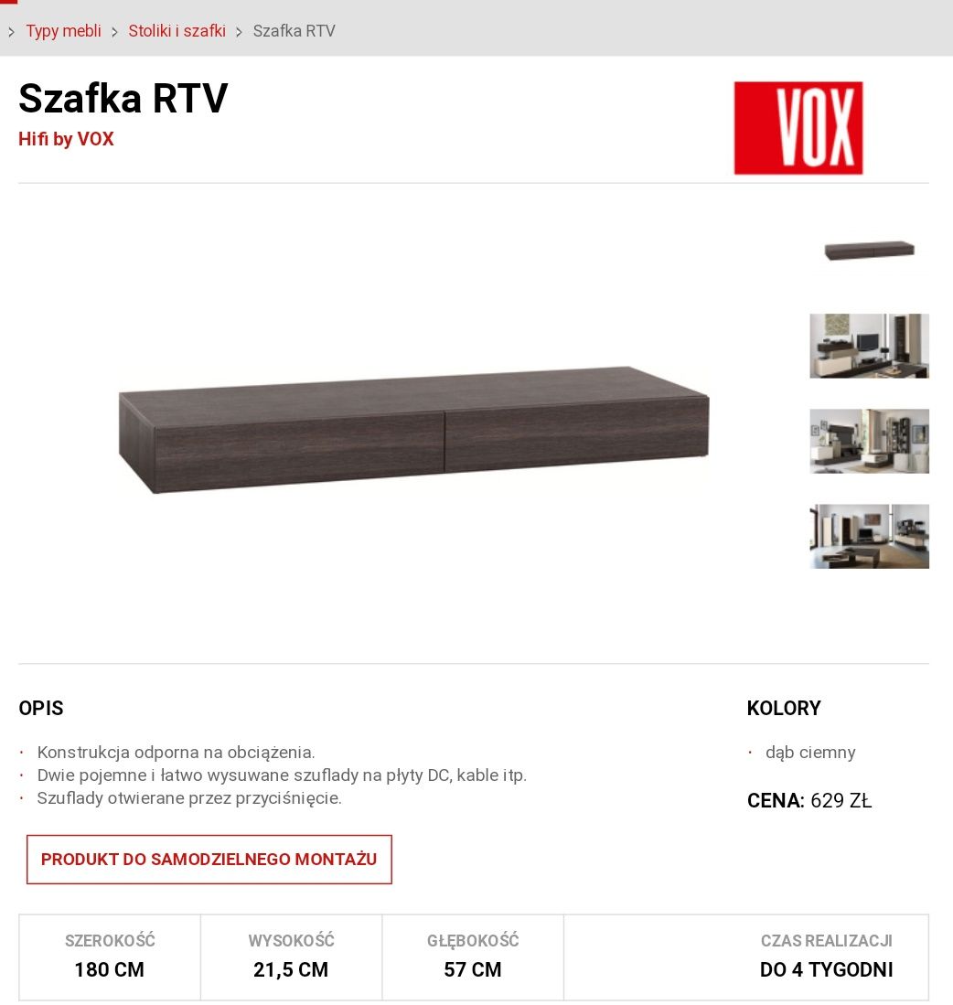 Szafka rtv VOX HIFI, komoda niska