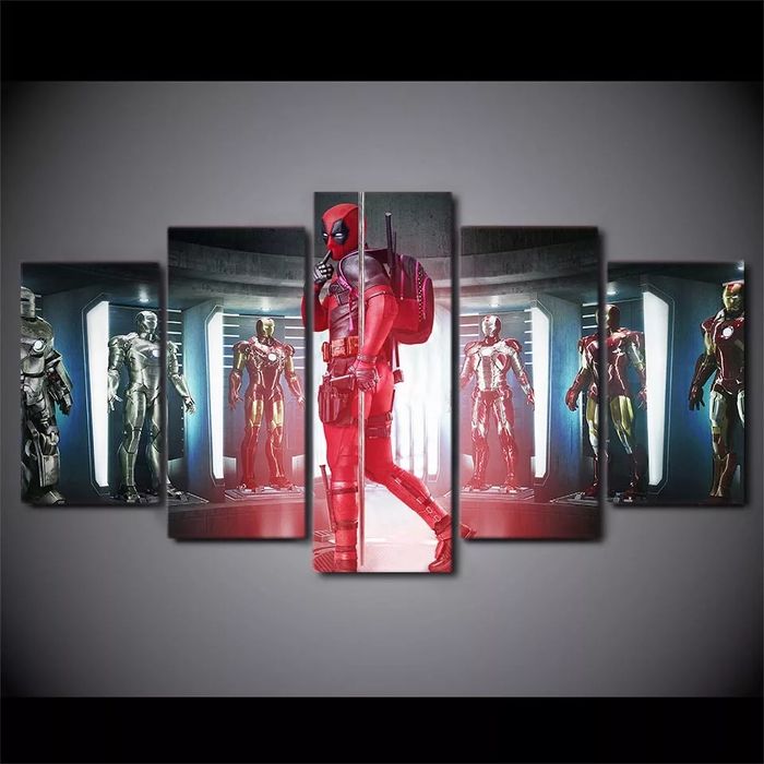 Obraz wydruk na plotnie Deadpool Iron Man Marvel 5 elementów duży
