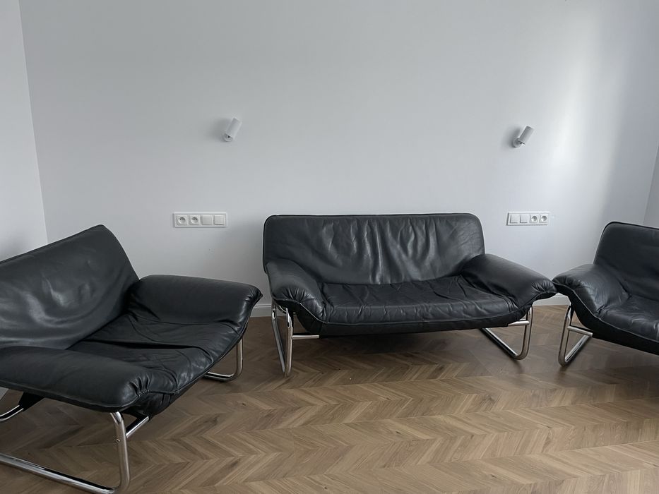 Komplet zestaw skórzany ze skóry Ikea vintage bauhaus Johan Bertil