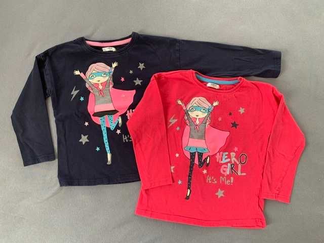 Dla bliźniaczek bluzki dziewczęce z długim rękawem, rozm. 110