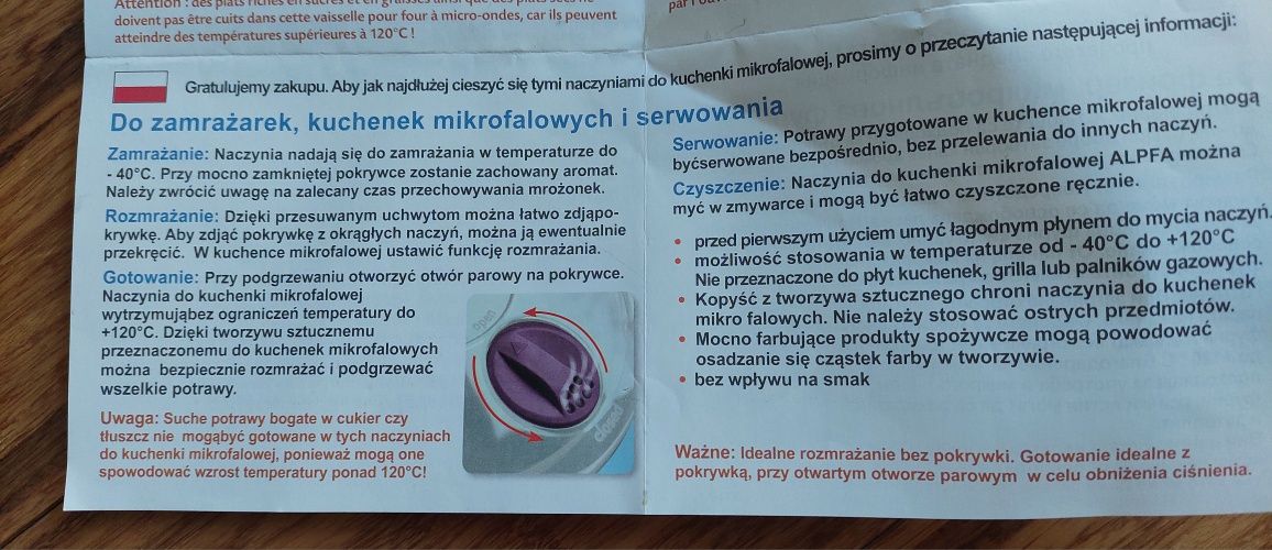 Naczynie do zamrażarek kuchenek mikrofalowych i serwowania