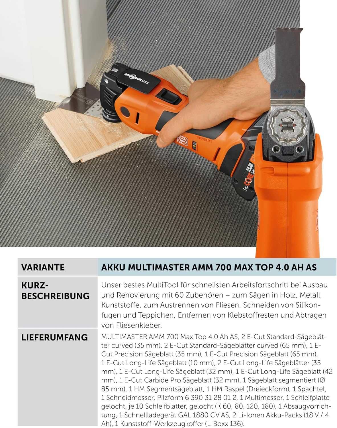 Fein Multimaster AMM 700 MAX TOP 4.0 Ah