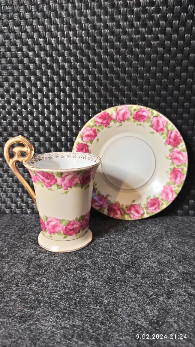 Porcelana Bawaria Fason ROSENTHAL Duo do Kakao  Dekor Róża Francuska