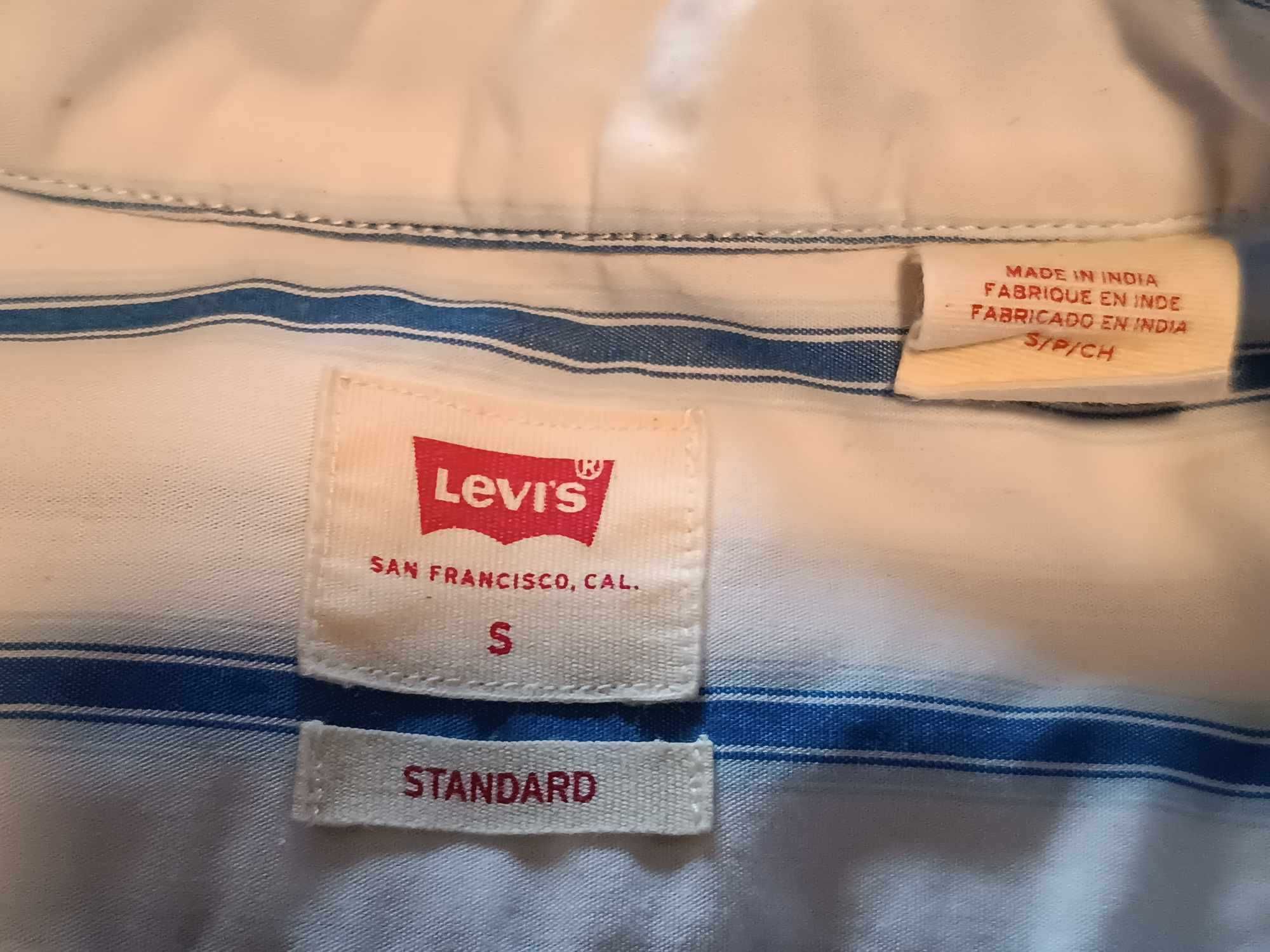 Koszula męska w paski-100% bawełna, logowana jak nowa - S/M - "Levi's"