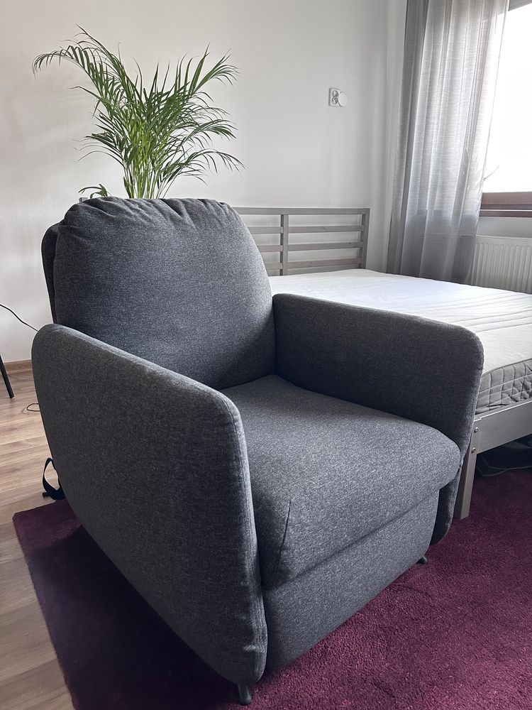 Fotel rozkładany Ikea Ekolsund szary