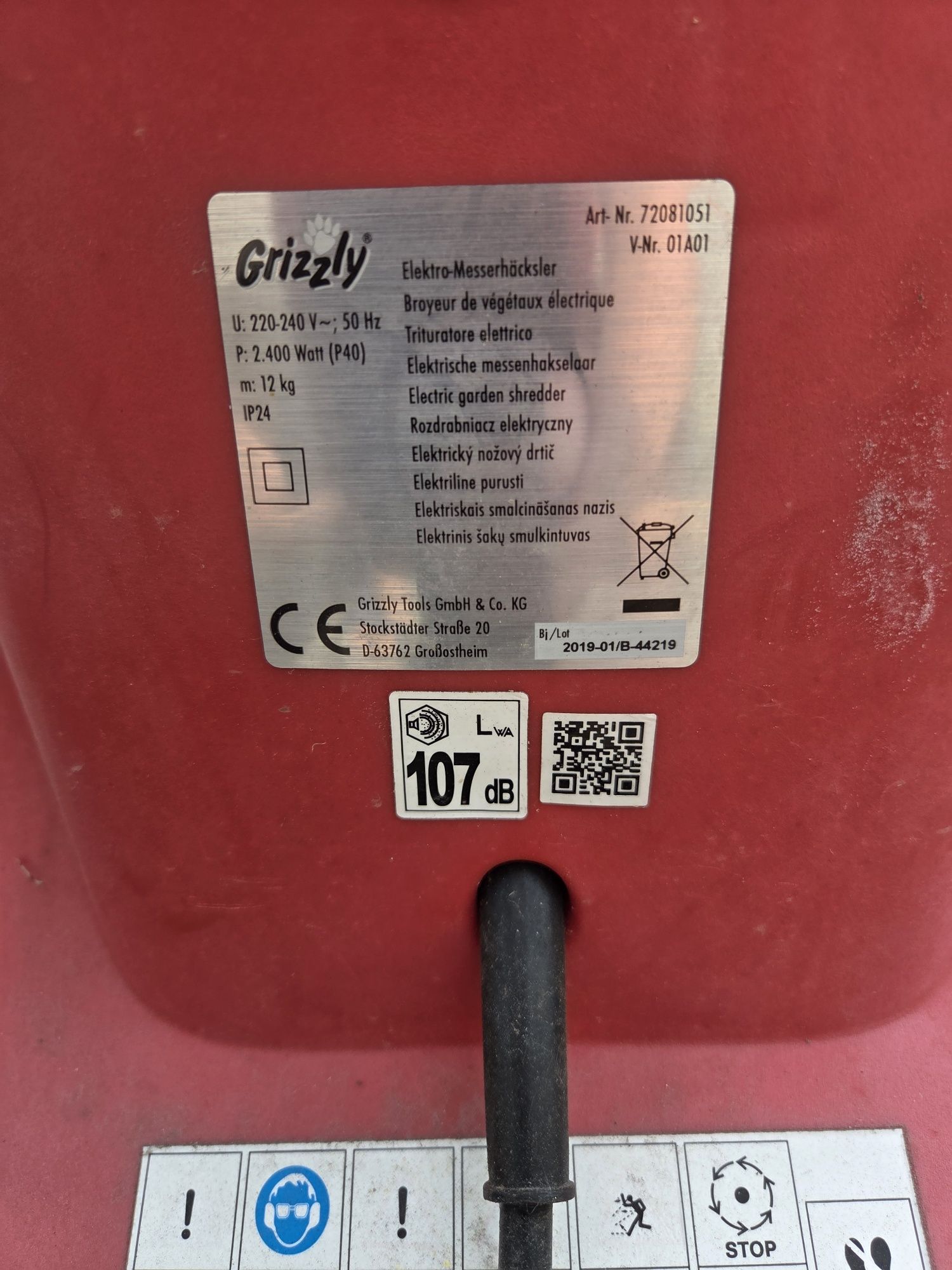 Rozdrabniacz rebak do gałęzi gryźli 2400w