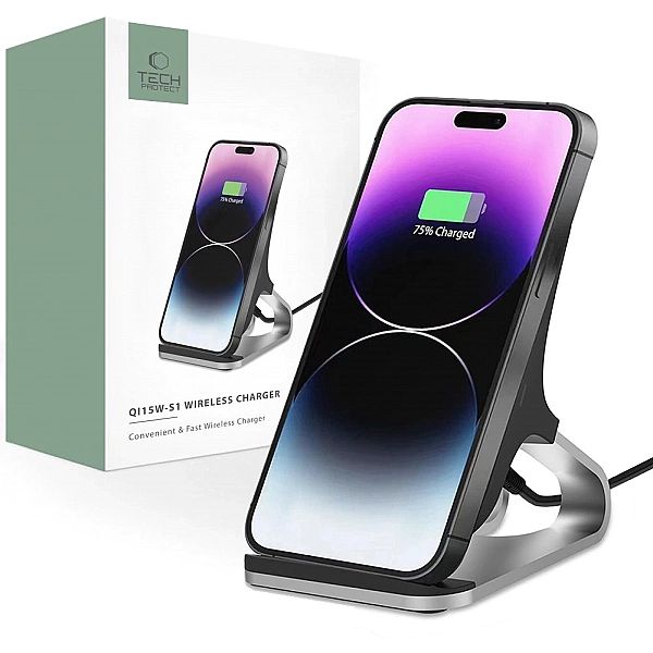 Ładowarka Tech-Protect QI15W-S1 indukcyjna 15W w formie stojaka - czar