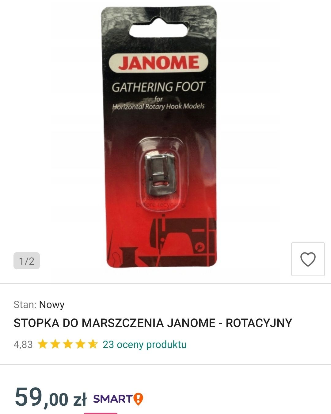 Stopka do marszczenia Janome. Nowa