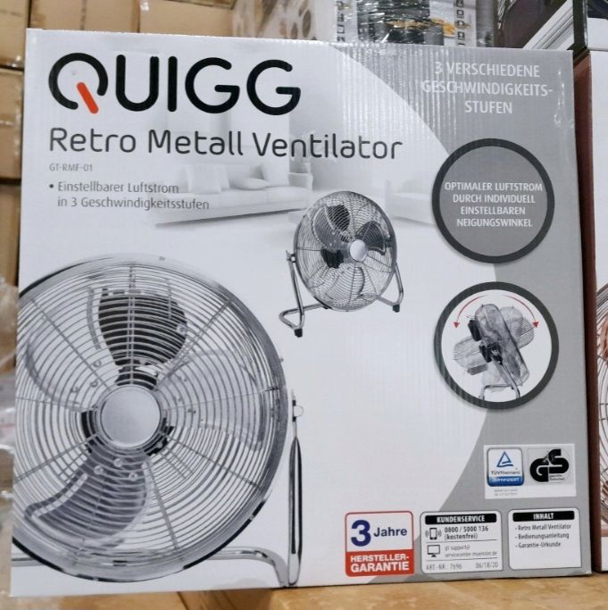 Mocny Wentylator Podłogowy Metal Quigg Retro 3 Kolor