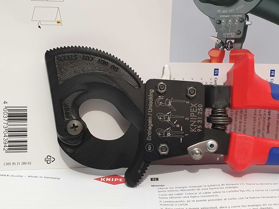 Obcinak do kabli nożyce KNIPEX 95.31.250 zapadkowe Nowe Germany