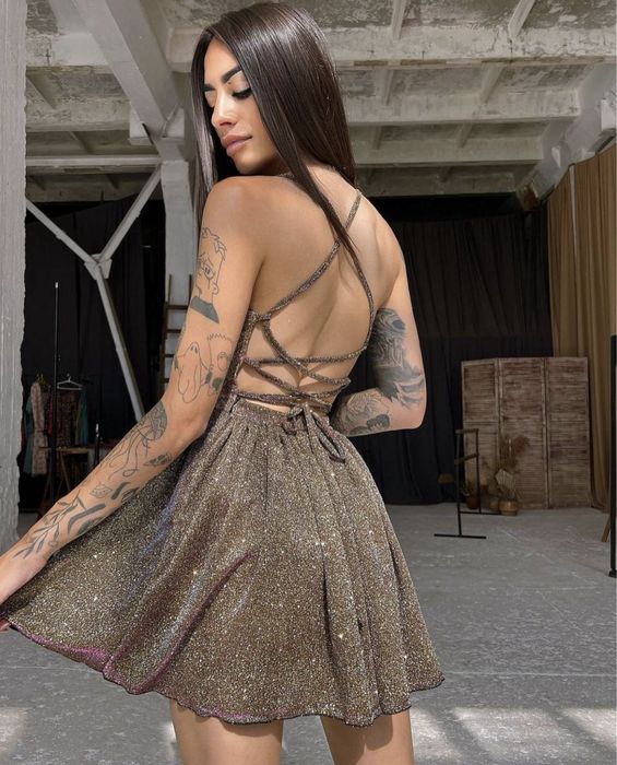 Сукня вечірня коротка на завʼязках